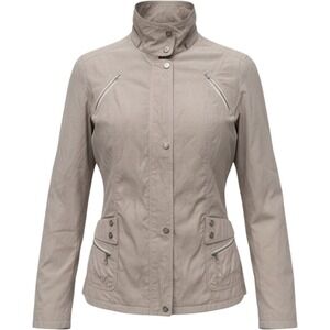 Lili Collection Beige Utility Jacket Women's XL Full Zip Snap Pockets Lagenlook